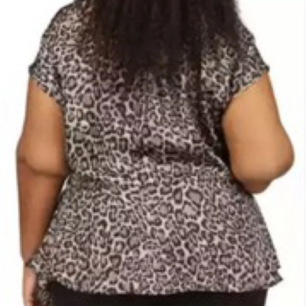 Michael Kors Black and White Asymmetrical Tie Front Blouse - Picture 3 of 3